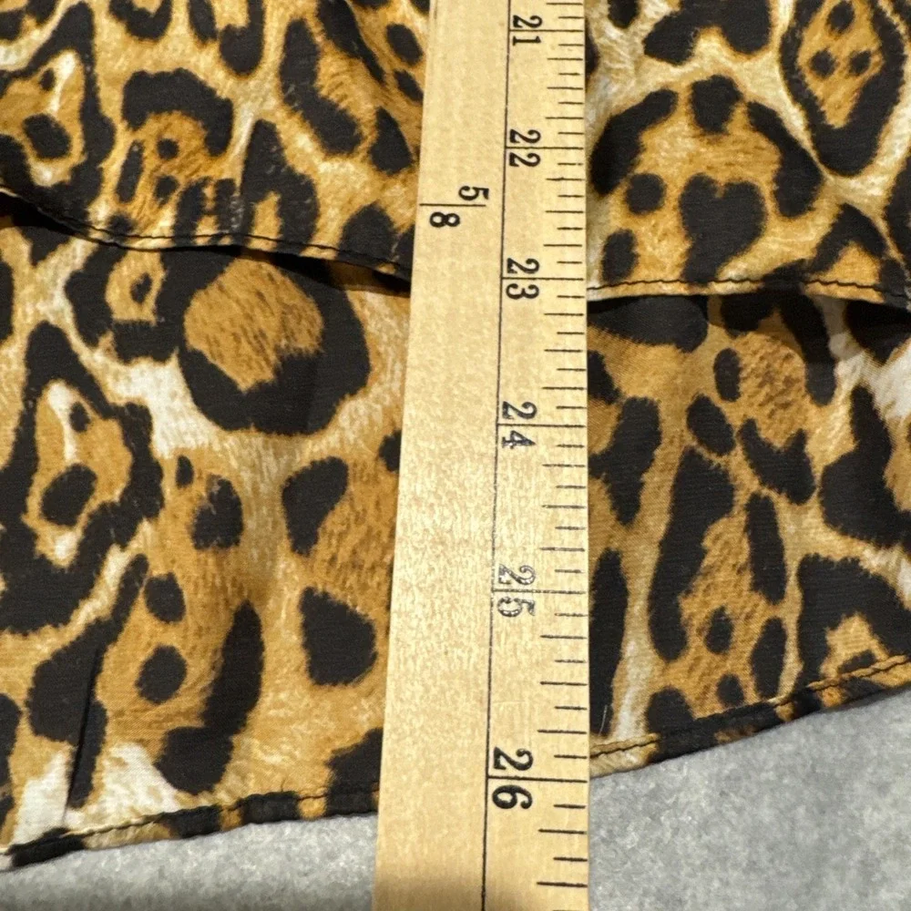 Boston Proper Top Womens 2 Brown Animal Print Mob Wife Satin Polyester - Picture 14 of 16